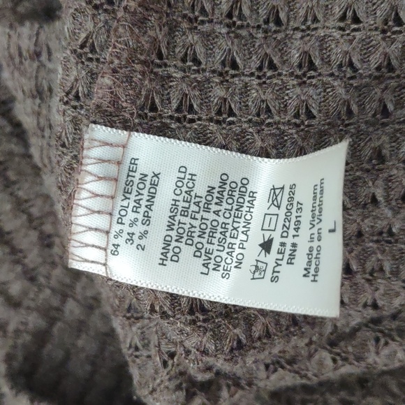 PRE OWNED DOUBLE ZERO LOVELY LARGE CROP CARDIGAN BROWN SIZE L FALL STAPLE - Picture 7 of 7